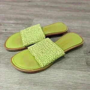 Bob Baker Bright Neon Green Sandal Woven Slides Women’s Size 7